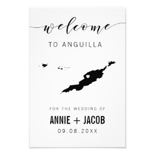 Impression Photo Anguilla Map Mariage Affiche de bienvenue,
