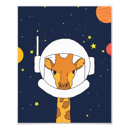 Impression Photo Animal astronaute girafe avec Clipart casque spati (Devant)