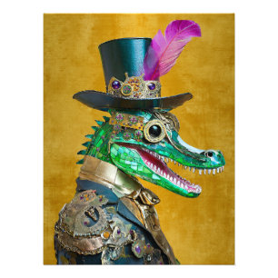 Impression Photo Animal de la fête Steampunk du Mardi Gras Alligato
