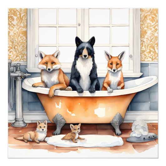 Impression Photo Animaux drôles dans le bain (Devant)