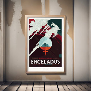 Impression Photo Annonce Voyage Sci-Fi, Planet Encelade