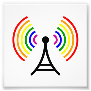 Impression Photo Antenne gaie de signal d'arc-en-ciel de Wifi