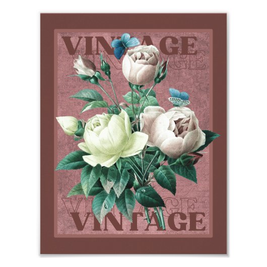Impression Photo Antique Rouge Vintage Hirloom Rose Art (Devant)