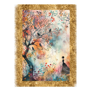 Impression Photo *~ AP95 Art aquarelle fantaisiste Nature Pailleté
