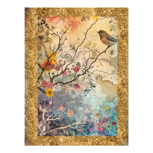 Impression Photo *~ AP95 Whimsical Floral Art Nature BIRD Parties s (Devant)