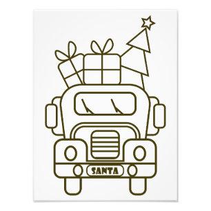 Impression Photo Aperçu camion de Noël Père Noël voiture vue avant