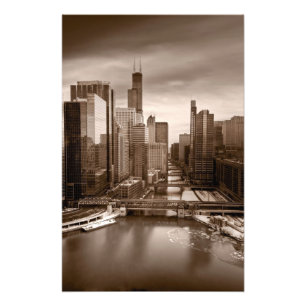 Impression Photo Après-midi BW de vue de ville de Chicago