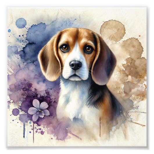 Impression Photo Aquarelle Beagle douce (Devant)