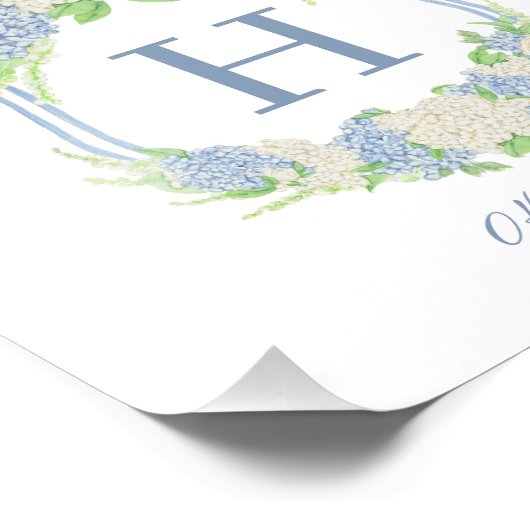 Impression Photo Aquarelle Bleu et Blanc Hydrangea Crest (Coin)