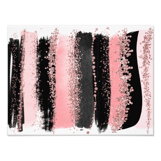 Impression Photo Aquarelle Brush Strots Rose Gold Faux Parties scin (Devant)