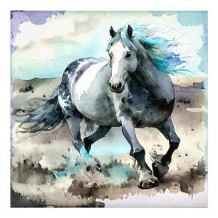 Impression Photo Aquarelle Cheval de Trait Galopant