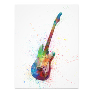 Impression Photo Aquarelle d'abrégé sur guitare électrique