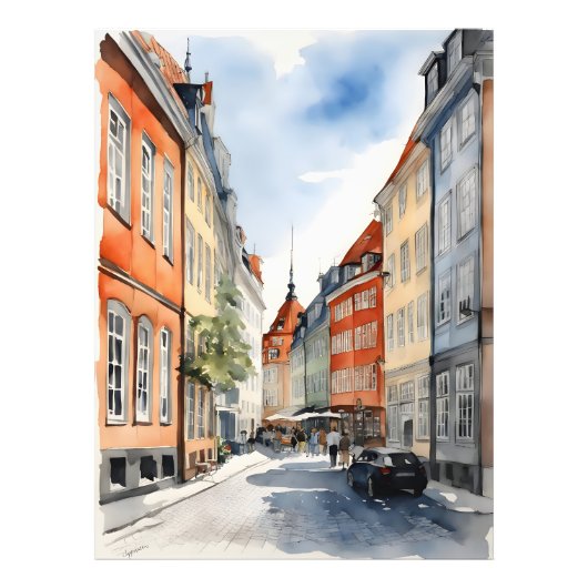 Impression Photo Aquarelle de Copenhague (Devant)