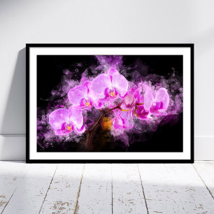 Impression Photo Aquarelle de fleur d'orchidée - rose bb 03