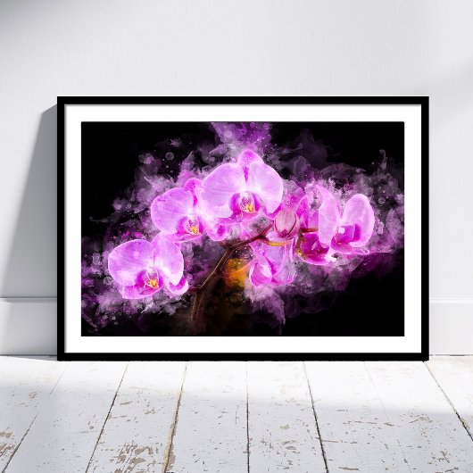 Impression Photo Aquarelle de fleur d'orchidée - rose bb 03