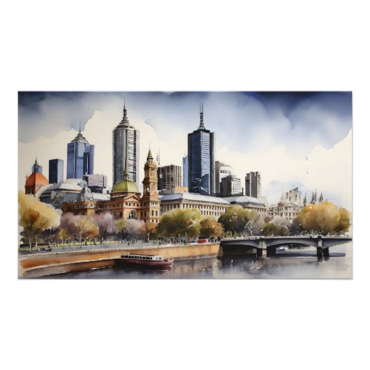 Impression Photo Aquarelle de Melbourne (Devant)