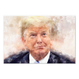 Impression Photo Aquarelle de portrait souriant Donald Trump