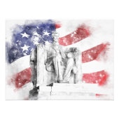 Impression Photo Aquarelle du Lincoln Memorial drapeau américain ag (Devant)