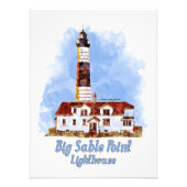 Impression Photo Aquarelle du phare de Big Sable Point - Michigan (Devant)