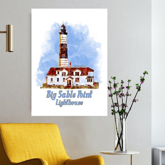 Impression Photo Aquarelle du phare de Big Sable Point - Michigan