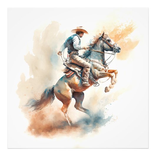 Impression Photo Aquarelle Dusty Western "Bucking Bronco" (Devant)