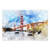 Impression Photo Aquarelle Golden Gate Bridge à San Francisco (Devant)