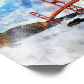 Impression Photo Aquarelle Golden Gate Bridge à San Francisco (Coin)
