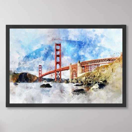 Impression Photo Aquarelle Golden Gate Bridge à San Francisco