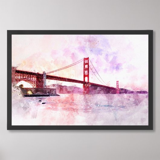 Impression Photo Aquarelle Golden Gate Bridge à San Francisco