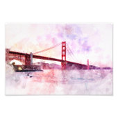 Impression Photo Aquarelle Golden Gate Bridge à San Francisco (Devant)