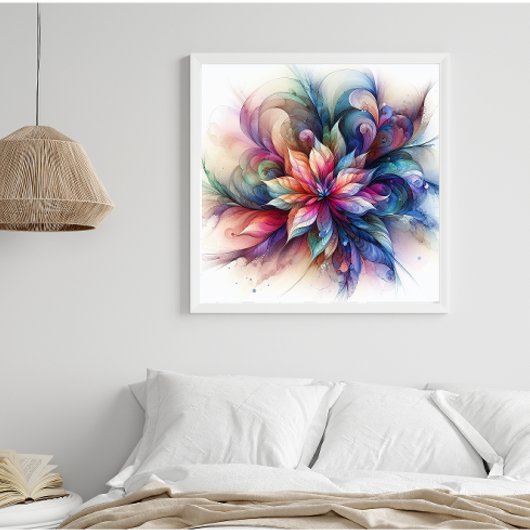 Impression Photo Aquarelle Imaginaire Abstrait Fleur fractale moder