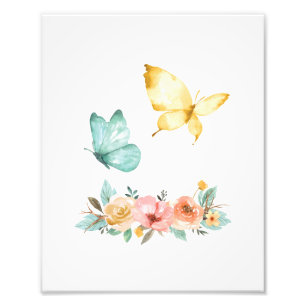 Impression Photo Aquarelle minimaliste Fleurs de papillon Nature