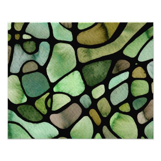 Impression Photo Aquarelle Neurographique Art Dans Les Tons Vert (Devant)