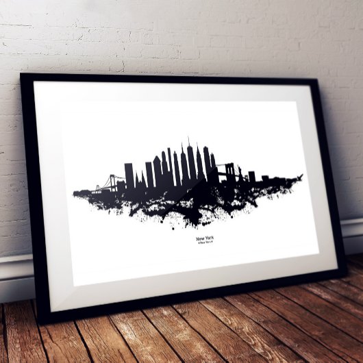 Impression Photo Aquarelle New York Skyline noir et blanc