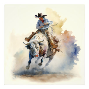 Impression Photo Aquarelle occidentale poussiéreuse « Cavalier de t