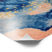 Impression Photo Aquarelle océan récif bleu abstrait or orange (Coin)