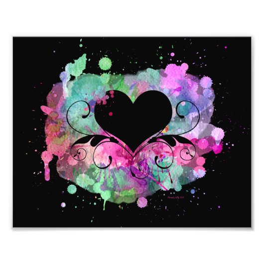 Impression Photo Aquarelle peinture numérique | Coeurs coupés (Devant)