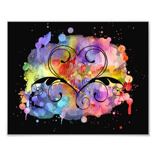 Impression Photo Aquarelle peinture numérique | Coeurs coupés (Devant)