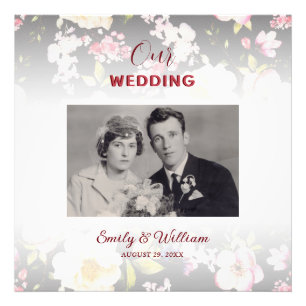 Impression Photo Aquarelle rose Roses jaunes, noir flou, Mariage