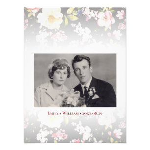 Impression Photo Aquarelle rose Roses jaunes, noir flou, Mariage