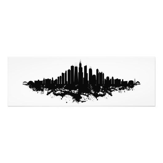 Impression Photo Aquarelle Skyline de Chicago noir et blanc (Devant)