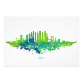 Impression Photo Aquarelle Skyline de New York en bleu et en citron (Devant)