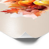 Impression Photo Aquarelle Thanksgiving Turquie et Citrouilles (Coin)