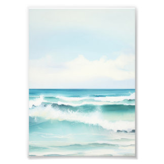 Impression Photo Aquarelle Turquoise Ocean Wall Art