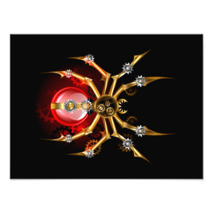 Impression Photo Araignée steampunk sur fond noir