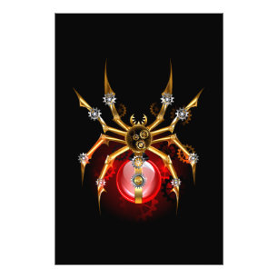 Impression Photo Araignée steampunk sur fond noir