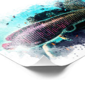 Impression Photo Arapaima Monster Poisson Aquarelle Pirarucu Paiche (Coin)