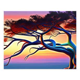 Impression Photo Arbre à coucher de soleil