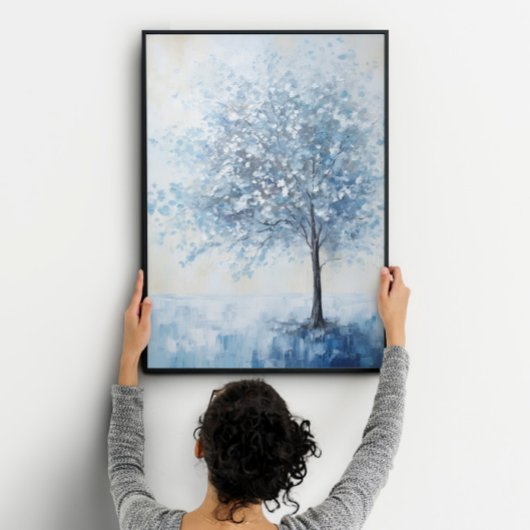 Impression Photo Arbre Bleu Calme Art Mur