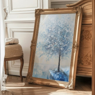Impression Photo Arbre Bleu Calme Art Mur